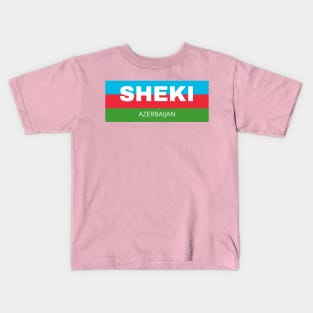 Sheki City in Azerbaijan Flag Colors Stripes Kids T-Shirt